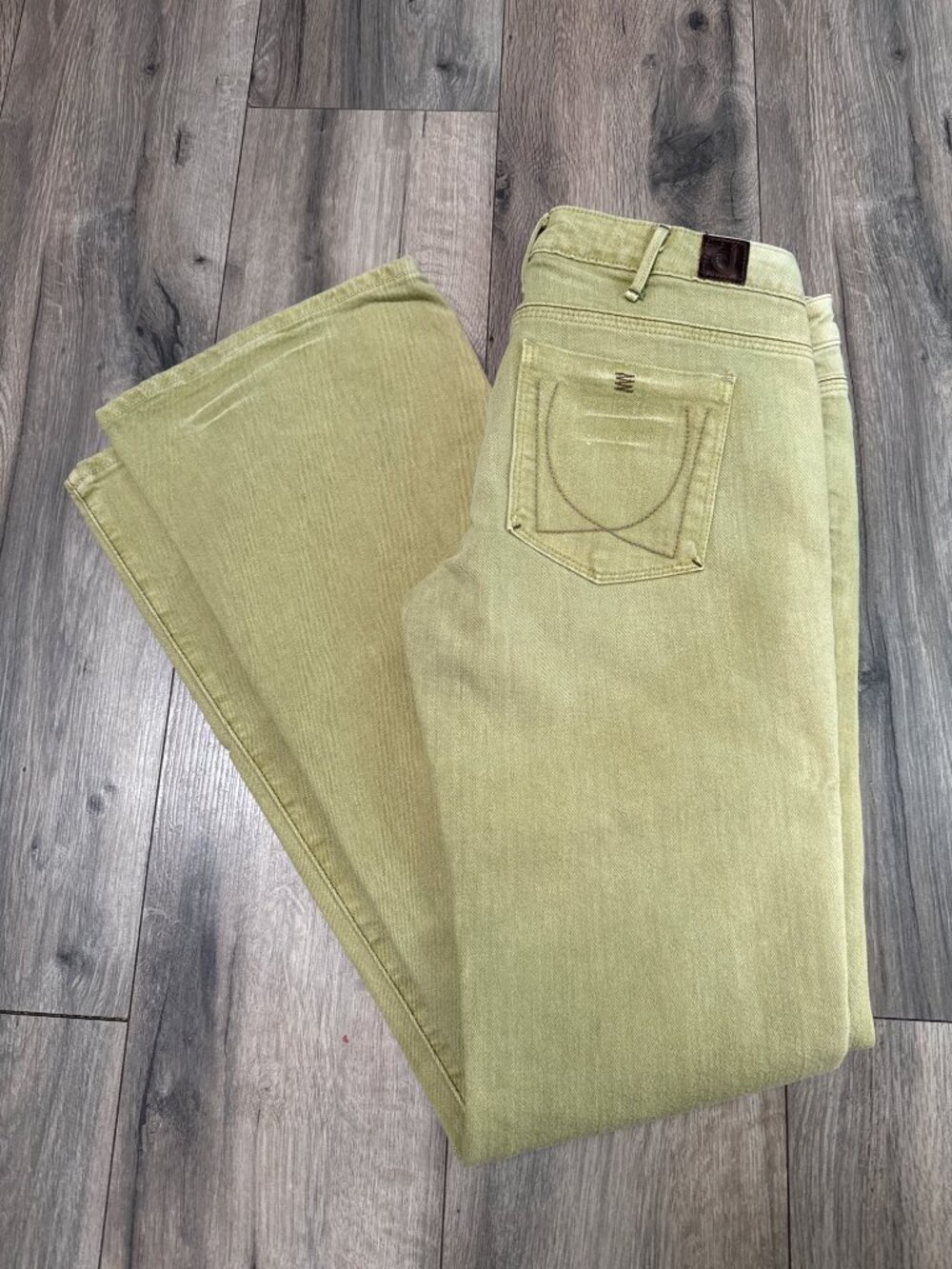U Jeans Size 29 Olive Green Low Rise Flare Jeans With Bell Bottom Cotton Blend V - Picture 12 of 12